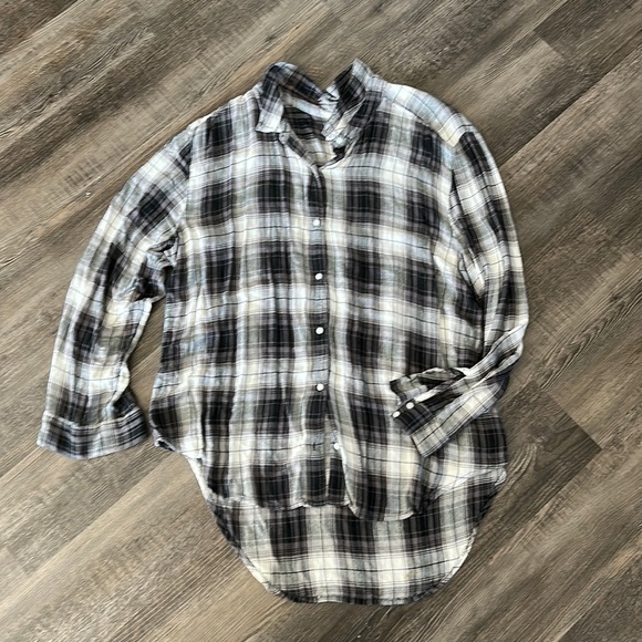 Caslon black and white plaid flannel shirt - Picture 1 of 1